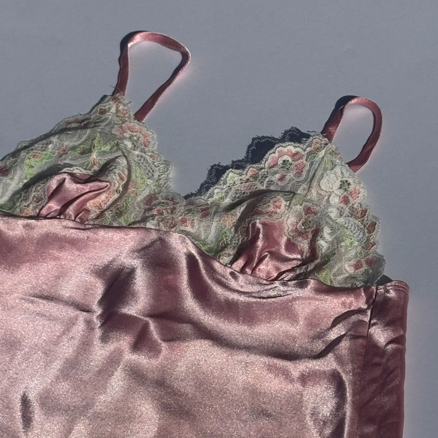 Vintage Pink Satin Foral Top