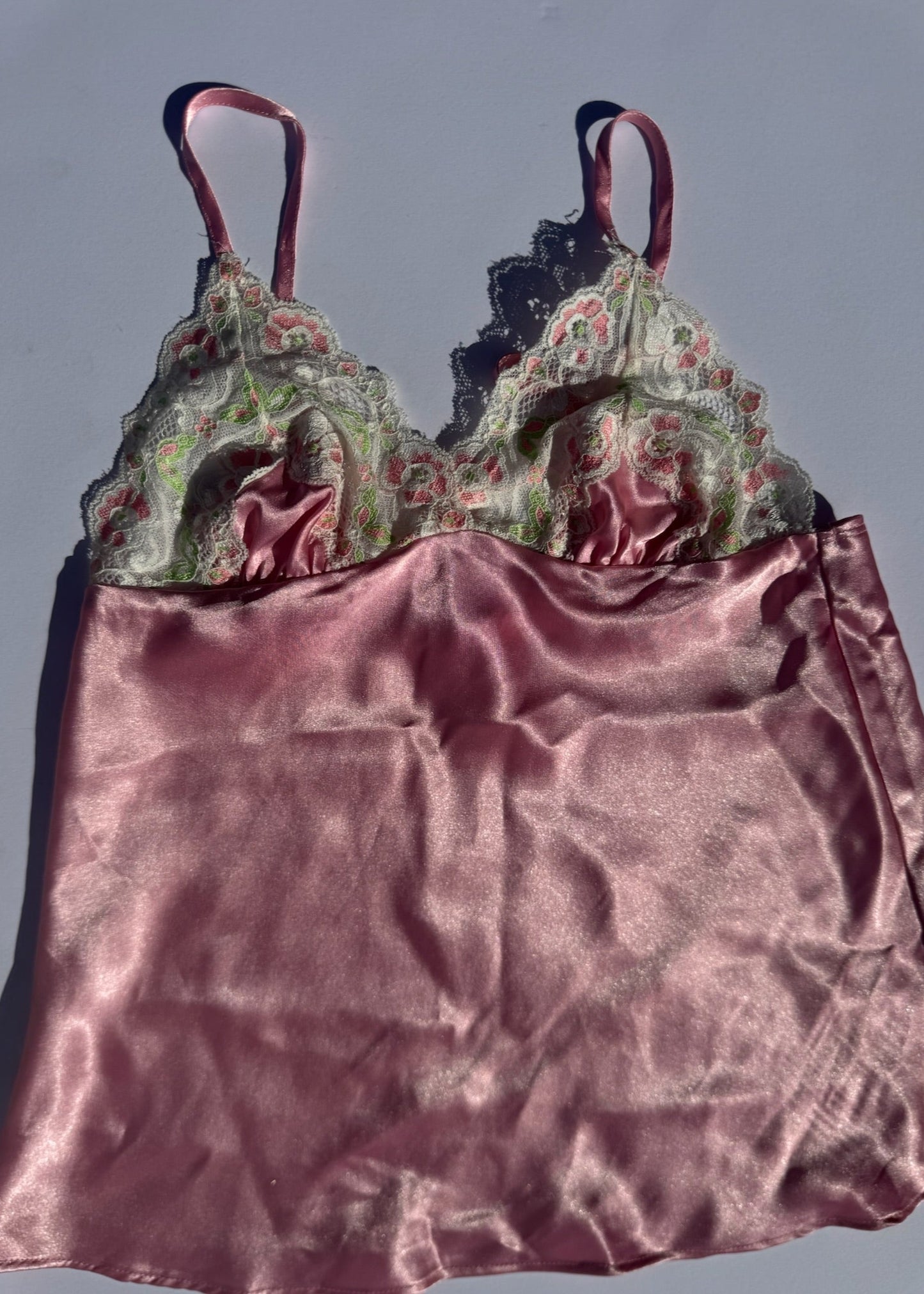 Vintage Pink Satin Foral Top