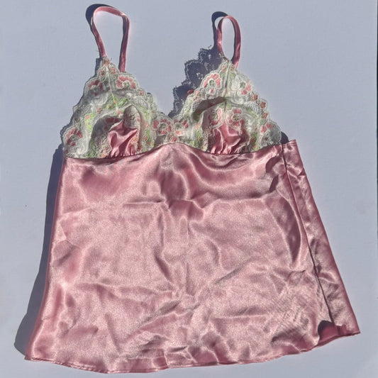 Vintage Pink Satin Foral Top