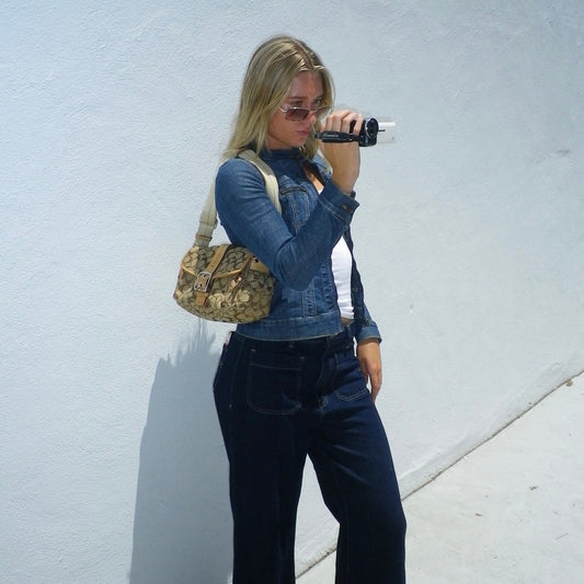 a/ Vintage Guess Y2K Denim Fitted Mono Jacket
