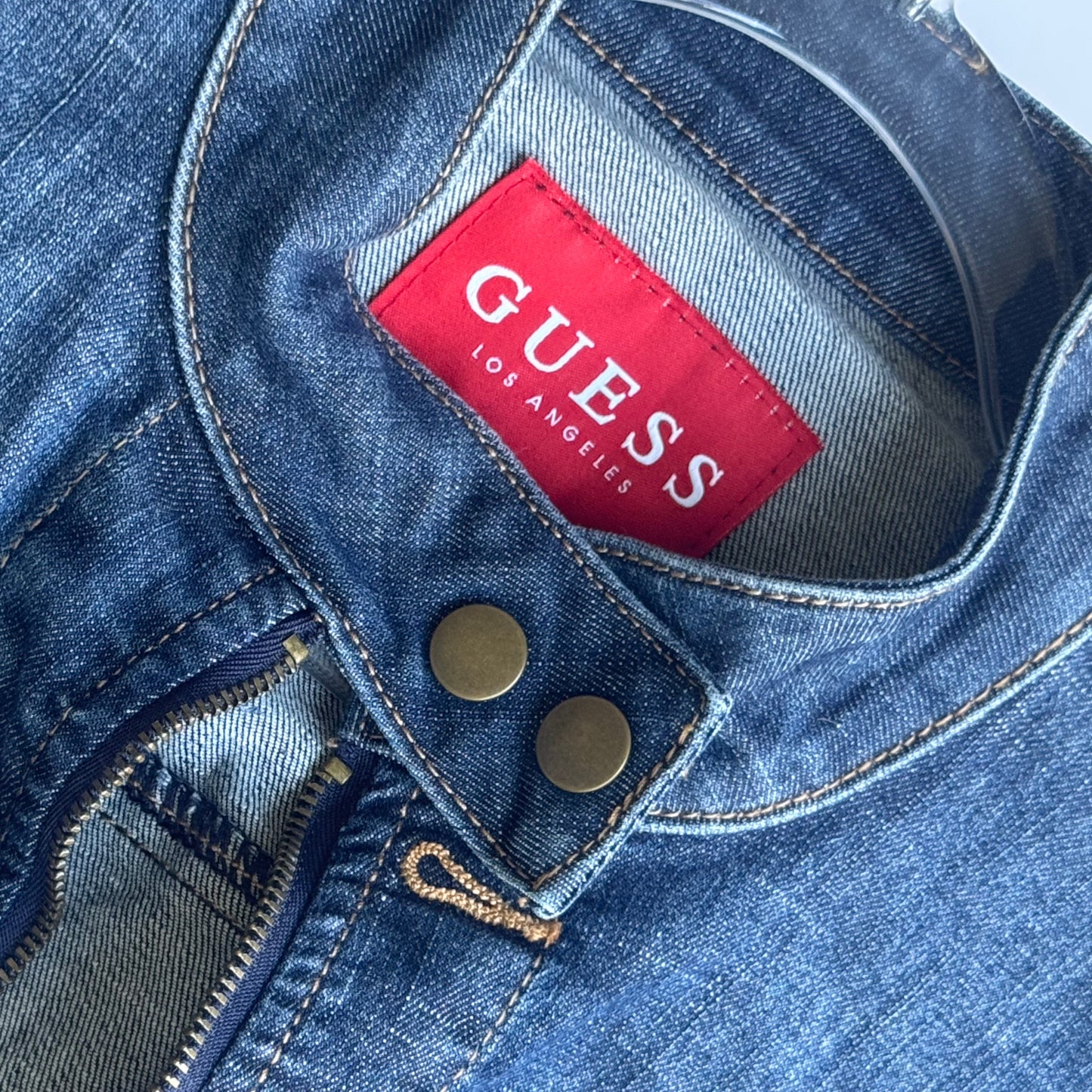 a/ Vintage Guess Y2K Denim Fitted Mono Jacket
