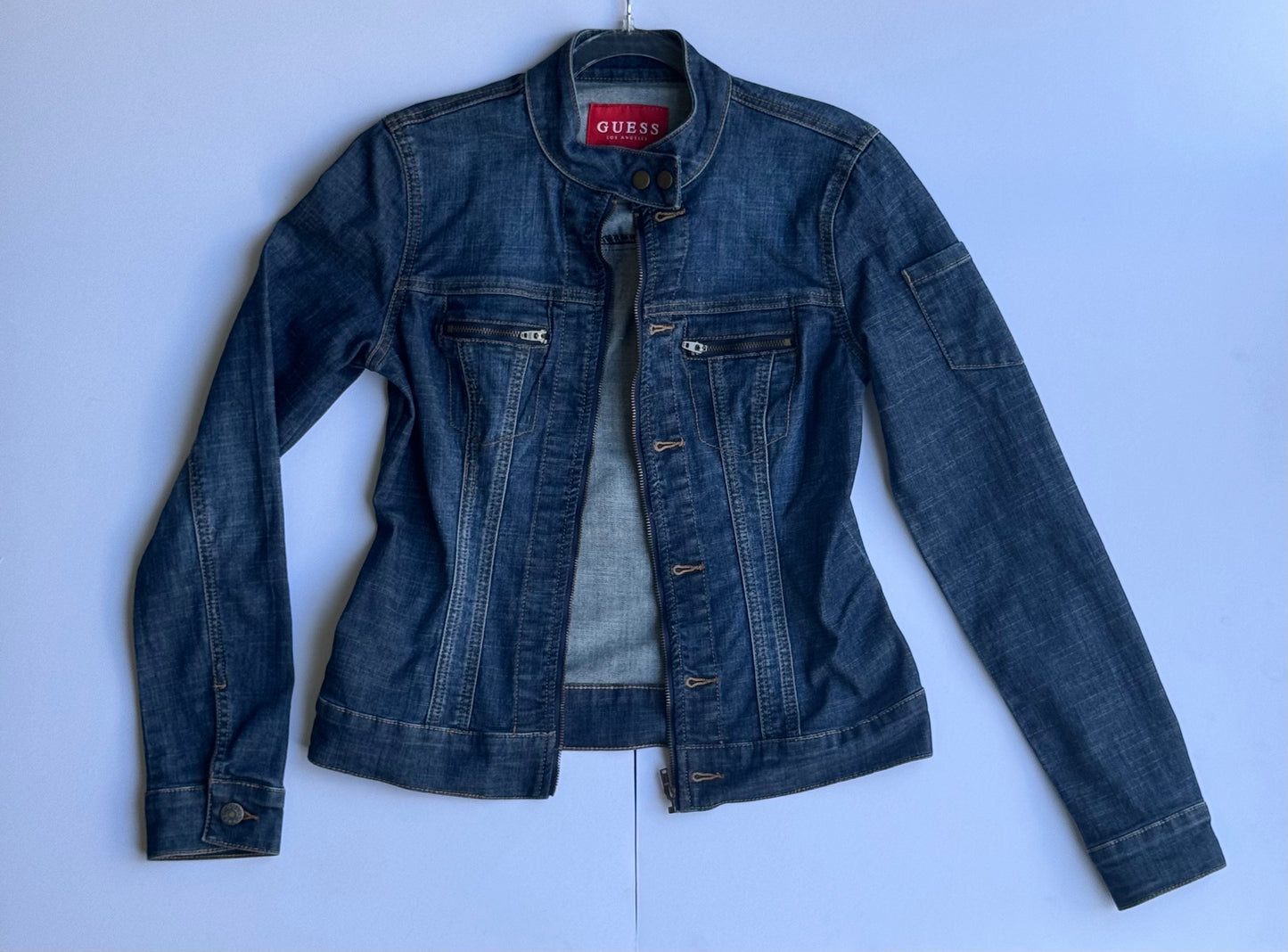 a/ Vintage Guess Y2K Denim Fitted Mono Jacket